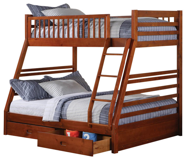 Coaster Youth Twin/Full Bunk Bed In Brown Oak - Transitional - Bunk ... with