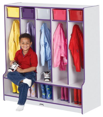 Coat Locker W/Step - 5 Sections - Orange - School &Amp; Play Furniture ... inside The Role of the Rainbow Accents Toddler Coat Locker in Early Childhood Development