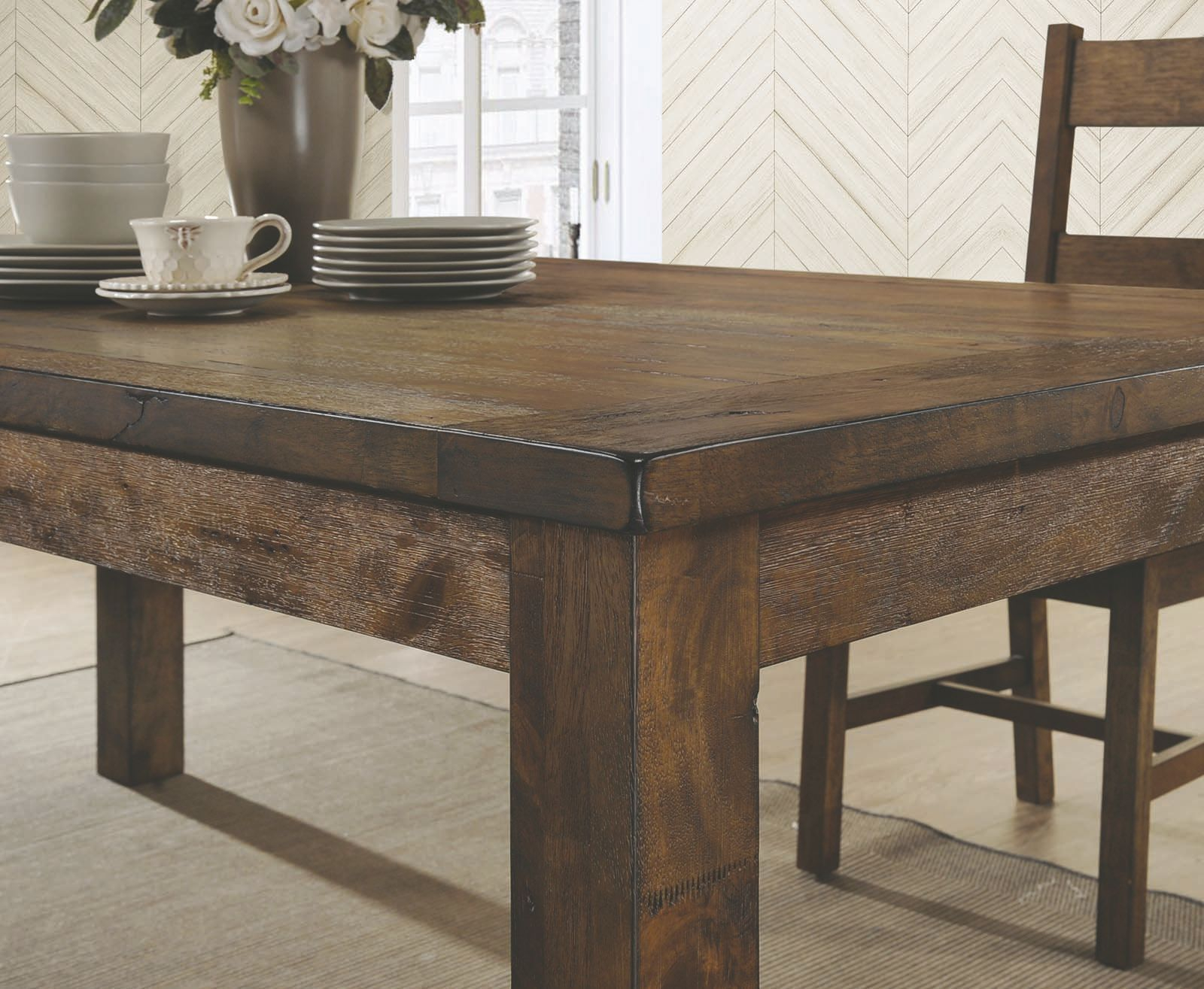 Coleman Rustic Golden Brown Rectangular Dining Table - 1Stopbedrooms. regarding