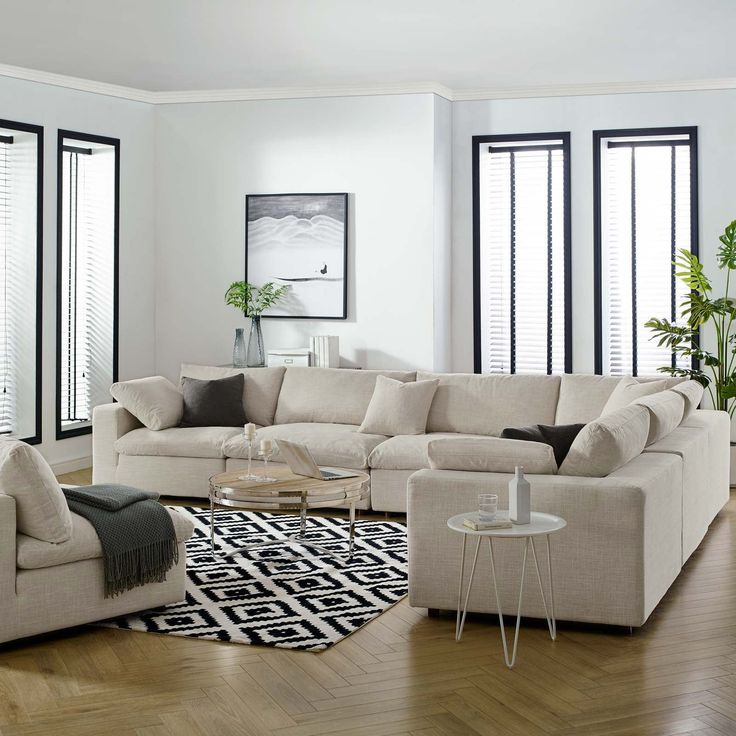 Commix Down Filled Overstuffed 6 Piece Sectional Sofa Set | Polyester ... for