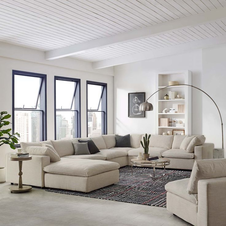 Commix Down Filled Overstuffed 7 Piece Sectional Sofa Set Beige | By ... regarding