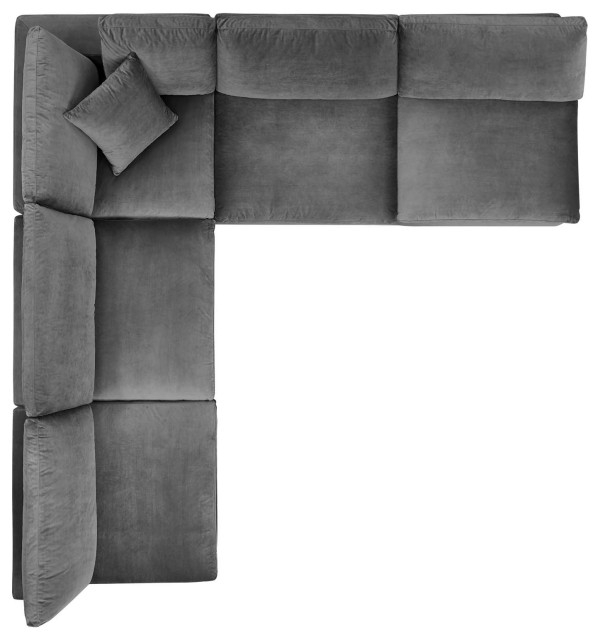 Commix Down Filled Overstuffed Performance Velvet 5-Piece Sectional ... within The Anatomy of a Perfect Sectional Exploring the Commix Design Philosophy