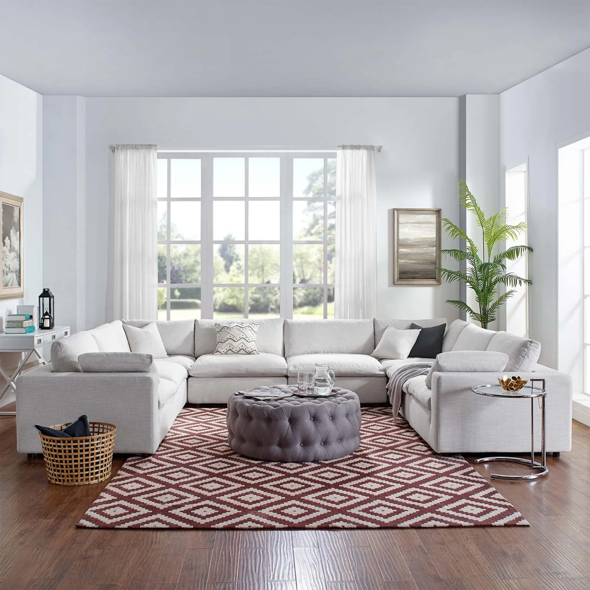 Commix Soft Fiber Filled Overstuffed 8 Piece Sectional Sofa Set White ... intended for The Anatomy of a Perfect Sectional Exploring the Commix Design Philosophy