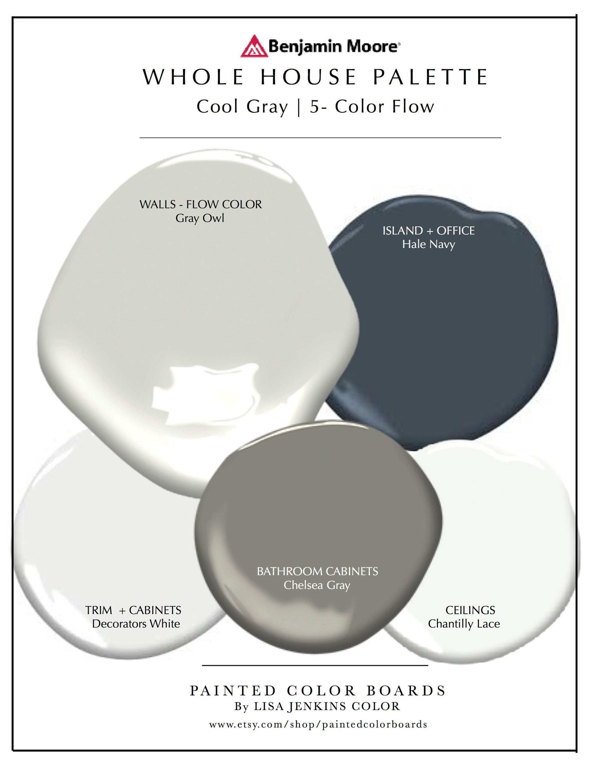 Cool Gray Whole House Palette Color Board Set Of 5 - Etsy | House Color ... pertaining to Decoding the Gray Palette Finding the Ideal Shade for Your Living Space