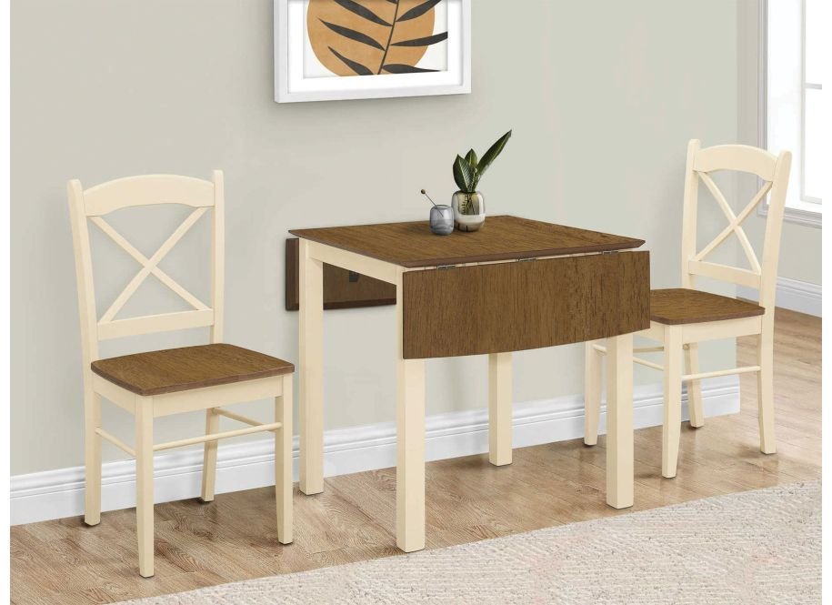 Cream And Oak 3-Piece Dinette Set | Dining Sets | Surplus Furniture throughout