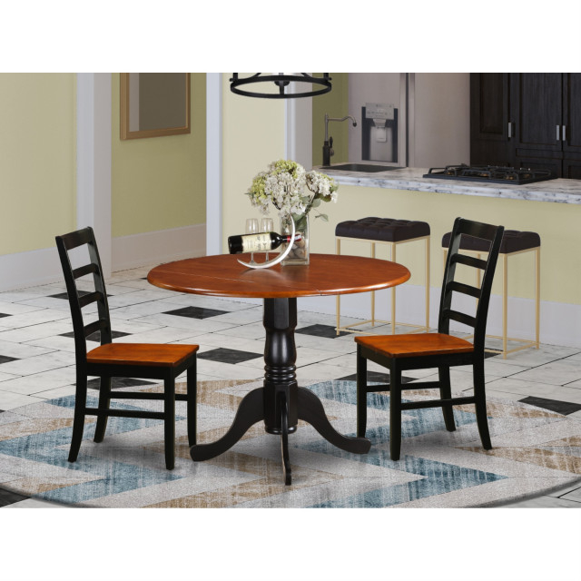 Dlpf3-Bch-W 3-Piece Kitchen Table Set-Dining Table And 2 Wooden Kitchen ... inside Beyond the Box What Makes the Dlpf3-Bch-C Kitchen Set Stand Out