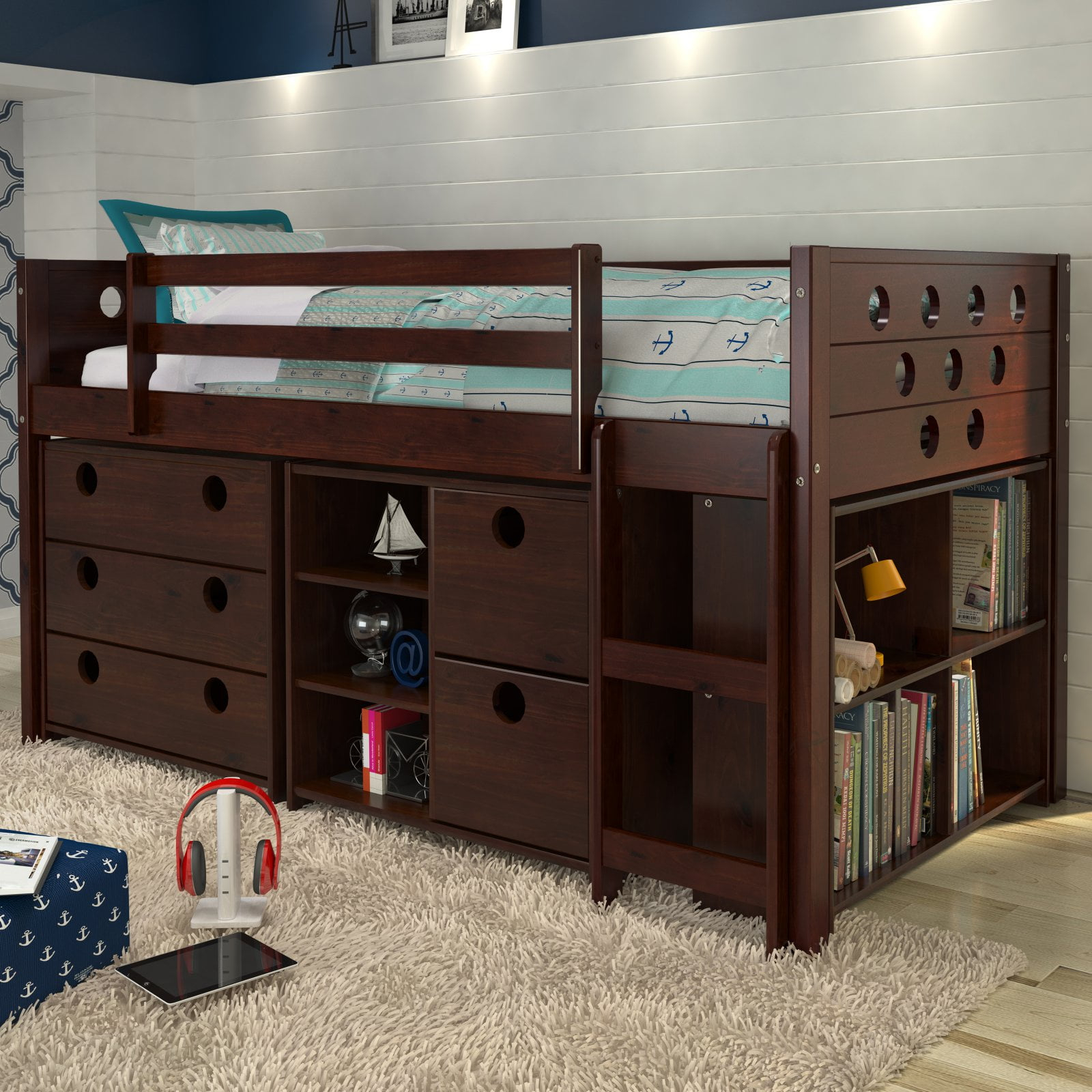 Donco Circles Low Study Loft Bed - Walmart.com with regard to