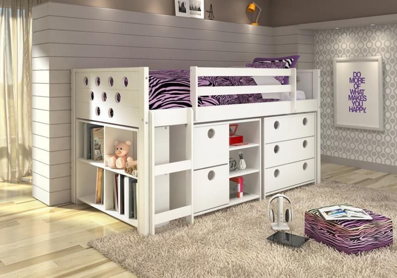 Donco Kids Circles Low Study Loft Bed White 780-W The Donco Kids ... inside