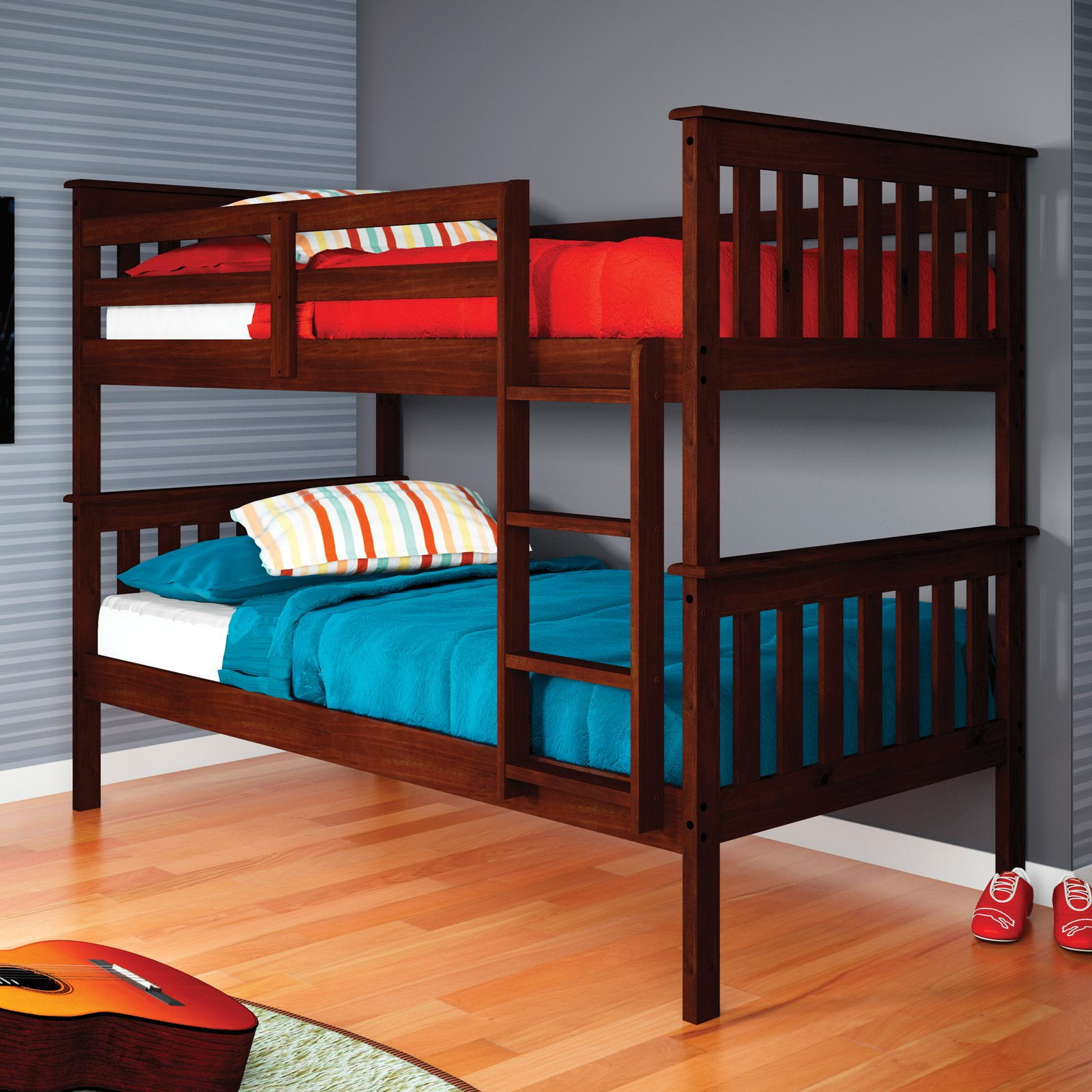 Donco Kids Twin Over Twin Mission Bunk Bed - Walmart.com in Transforming Your Child's Room The Versatility of Twin/Twin Mission Bunk Beds