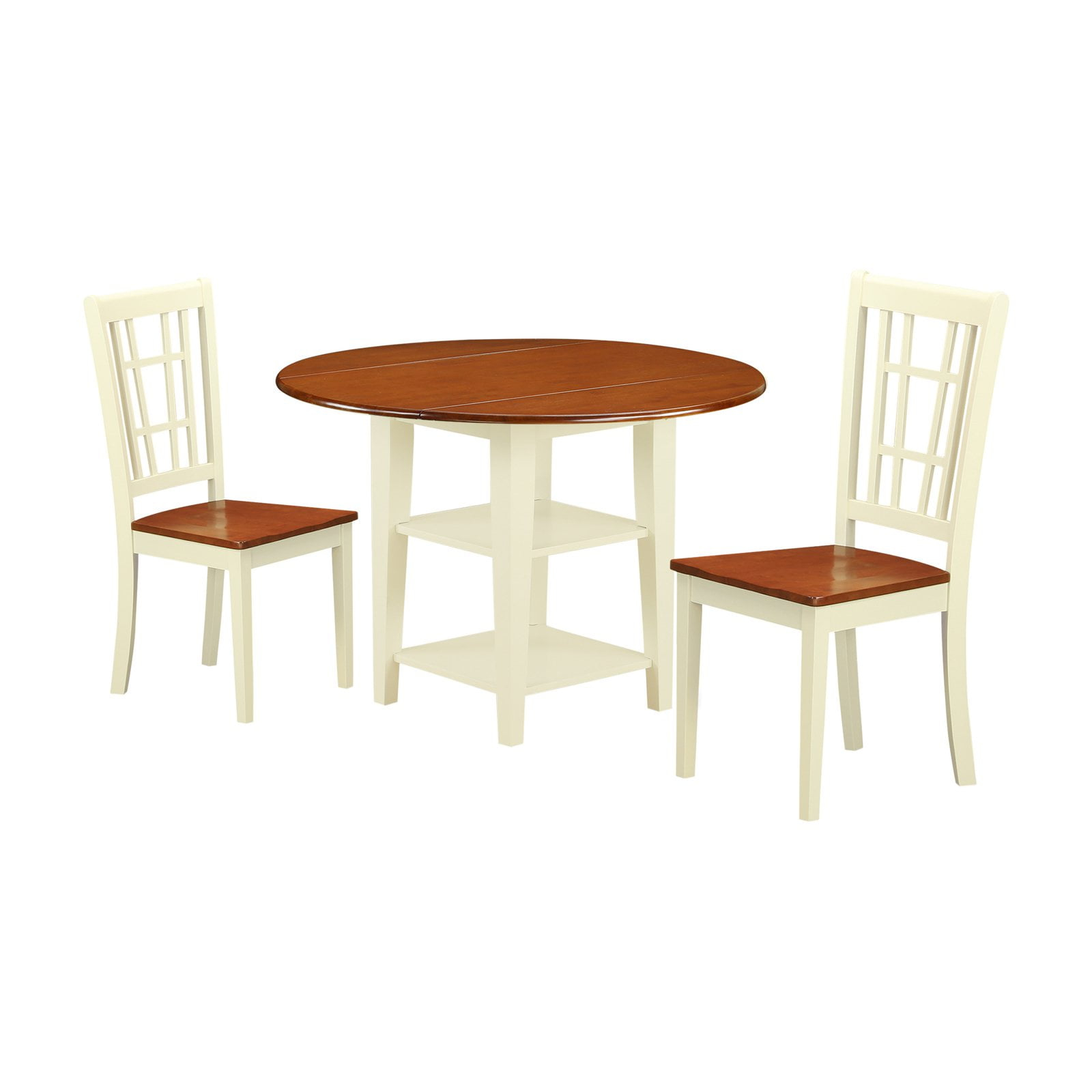 East West Furniture Sudbury 3-Piece Dining Set With Round Table In ... inside