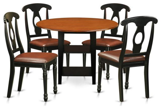 East West Furniture Sudbury 5-Piece Wood Dining Room Table Set In Black ... for