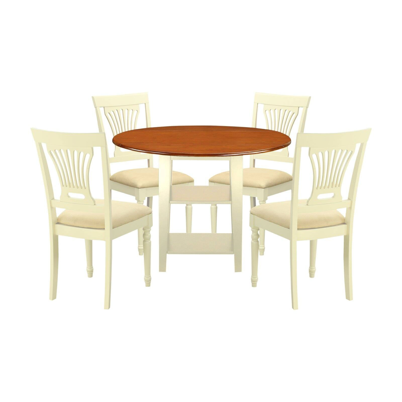 East West Furniture Sudbury 5-Piece Wood Dining Set With Fabric Seat In ... with regard to