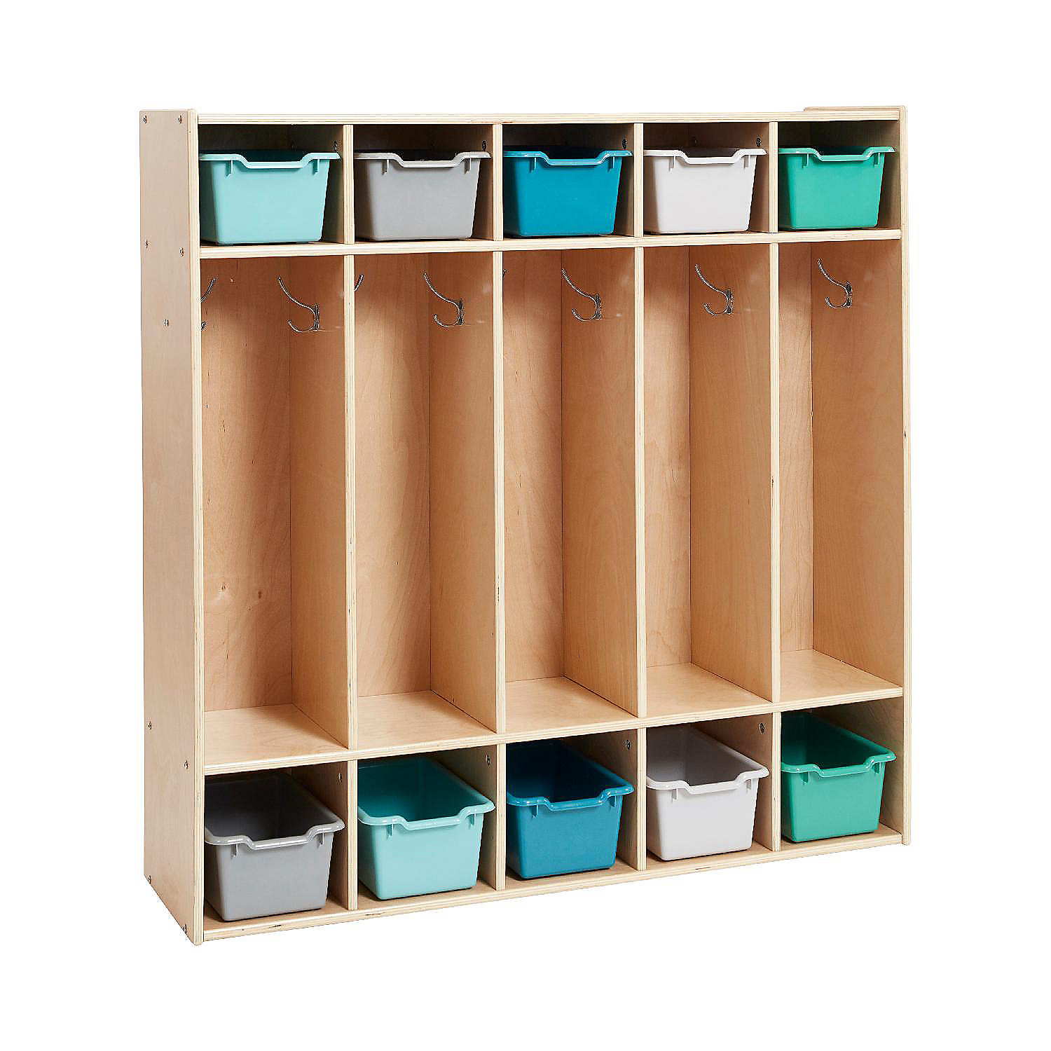Ecr4Kids Streamline 5-Section Coat Locker With Scoop Front Storage Bins ... with regard to