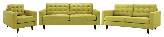 Empress Sofa, Loveseat And Armchair Set Of 3, Wheatgrass - Midcentury ... in Caring for Your Wheatgrass Empress Sofa A Practical Guide