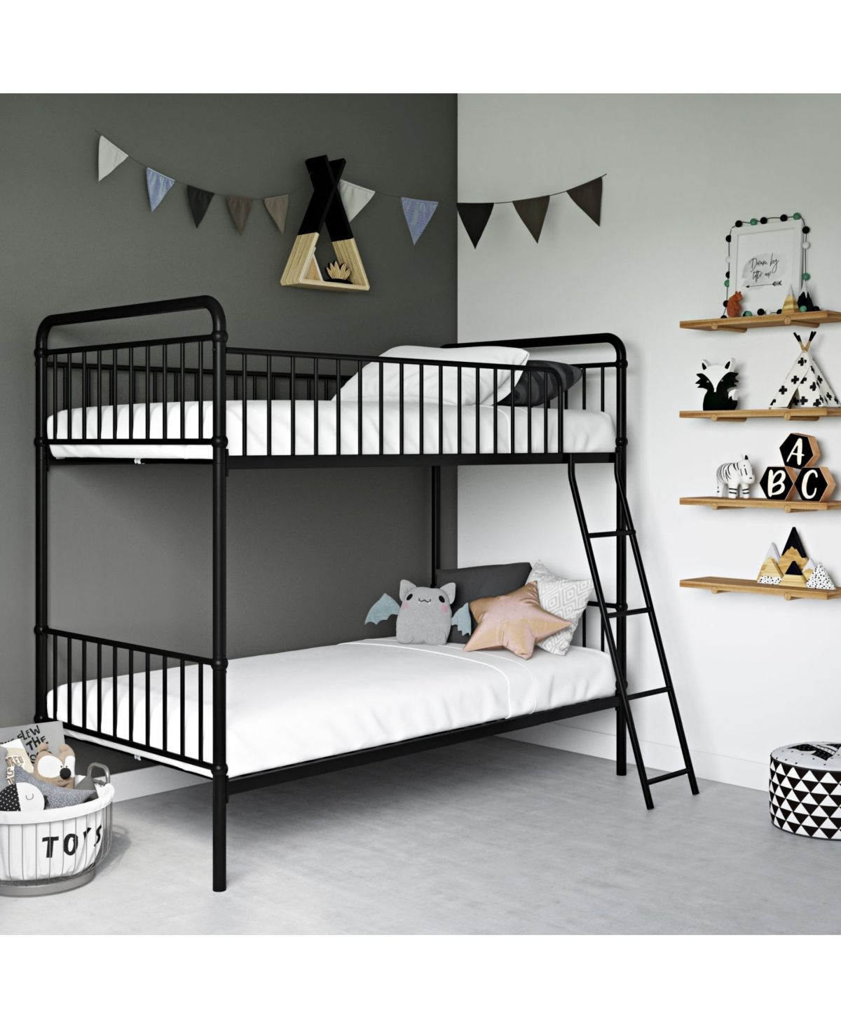 Everyroom Kalvin Twin Over Twin Metal Bunk Bed & Reviews - Furniture ... inside Creating a Comfortable and Practical Bedroom Environment Using Roseto WEIF64183 Bunk Beds