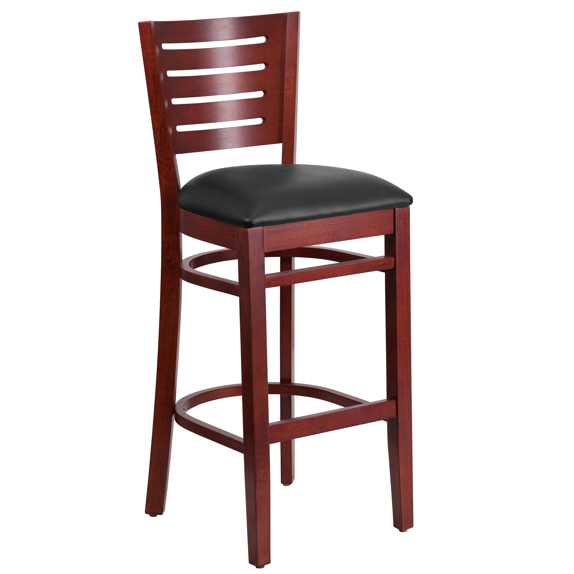 Flash Furniture Wood Slat Back Barstool, Mahogany Finish/Black Vinyl ... with