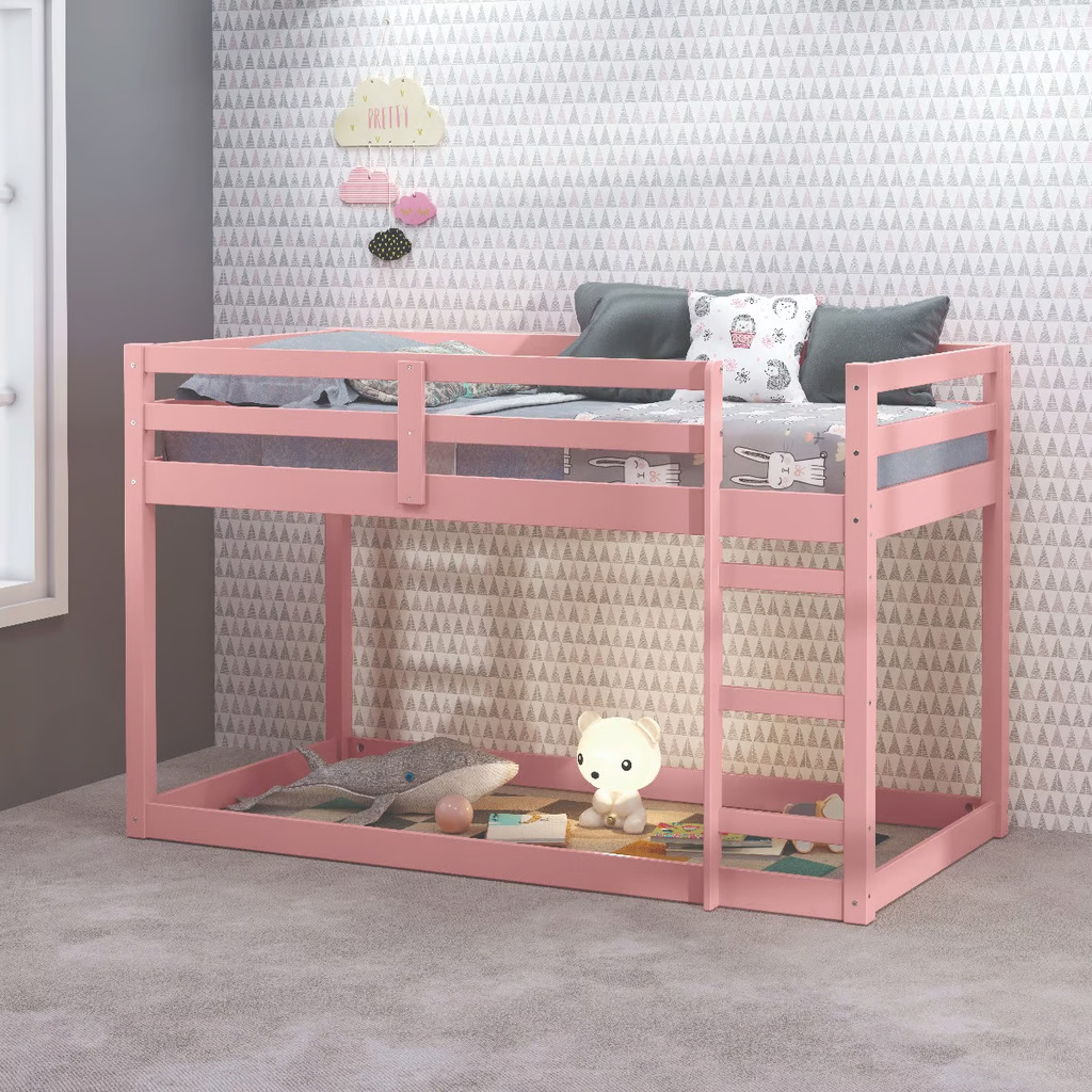Gaston Ii Twin Loft Bed In Pink Finish By Acme | 1Stopbedrooms for Acme Gaston Ii Twin Loft Bed, Pink Finish