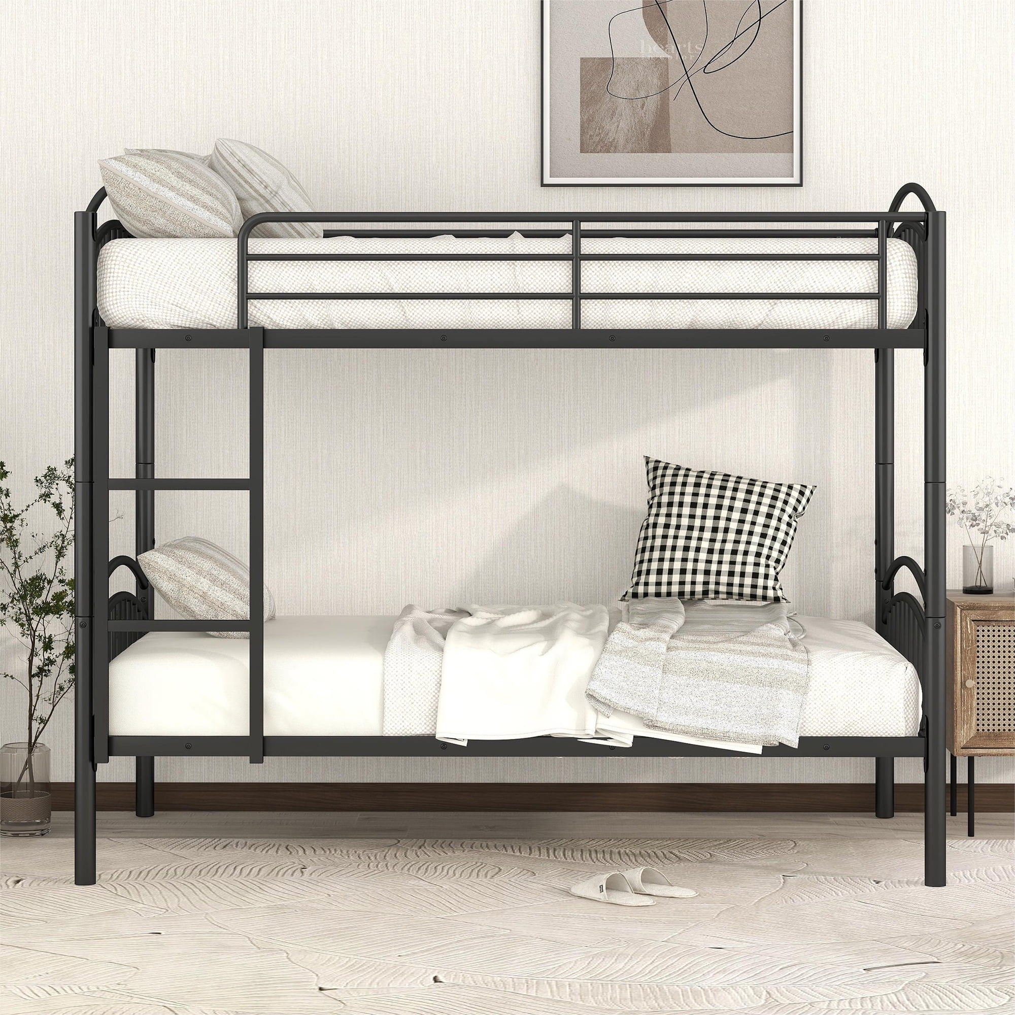Gewnee Convertible Twin Over Twin Heavy Duty Metal Bunk Bed With Ladder ... throughout The Ultimate Guide to Gewnee Twin Over Twin Metal Bunk Bed Accessories