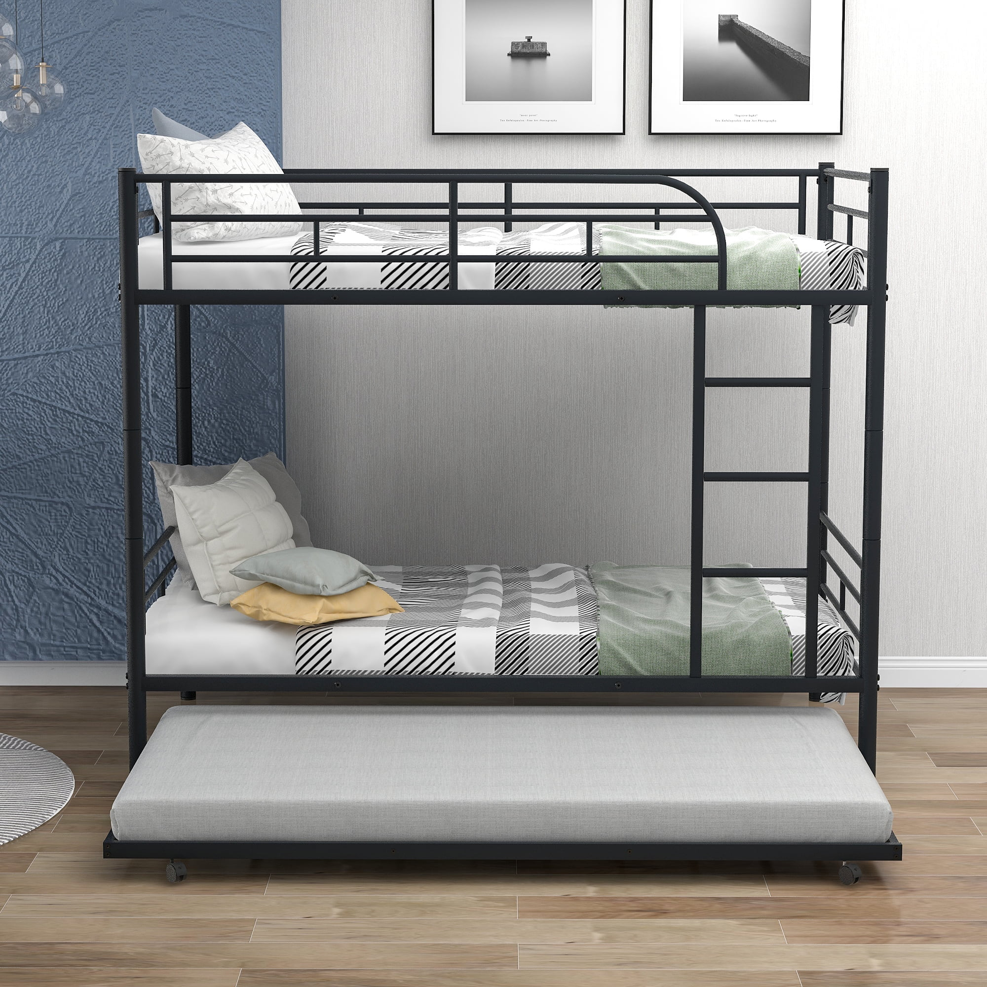Gewnee Metal Twin Over Twin Bunk Bed With Trundle For Kids Teens With ... within The Ultimate Guide to Gewnee Twin Over Twin Metal Bunk Bed Accessories