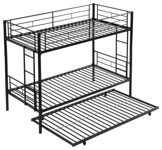 Gewnee Over Twin Bunk Bed Frame With Trundle - Transitional - Bunk Beds ... with
