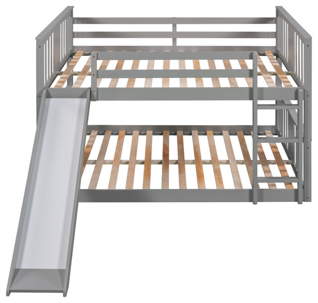 Gewnee Wood Full Over Full Bunk Bed With Ladder With Slide In Gray ... with regard to Gewnee Wood Bunk Beds Long Term Value and Investment Considerations