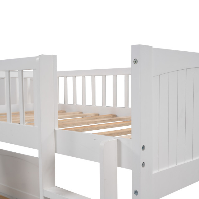 Gewnee Wood Twin Bunk Bed With Loft Bed And Drawers In White ... throughout Choosing the Right Bed A Comprehensive Look at the Gewnee Wood Twin Loft Bed in White