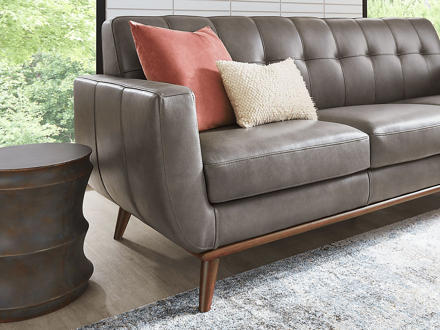 Greyson Gray Leather Sofa | Rooms To Go inside