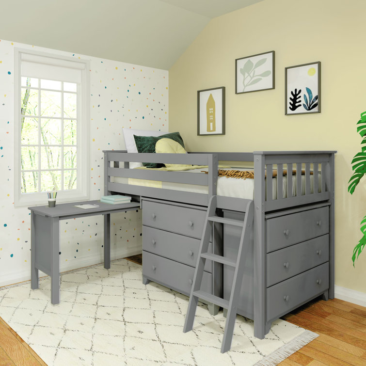 Harriet Bee Dylanne Twin Solid Wood Loft Bed With Built-In-Desk By ... pertaining to The Ultimate Guide to Assembling and Maintaining Your Gray Solid Wood Loft Bed