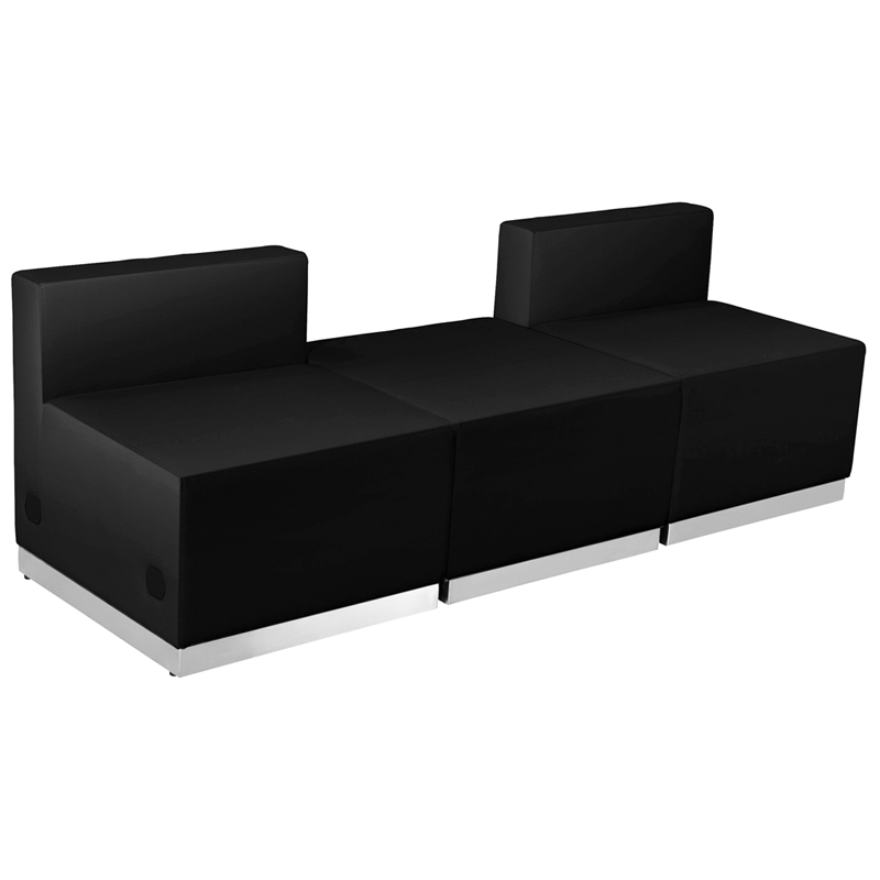 Hercules Alon Series Black Leather Reception Configuration, 3 Pieces ... regarding