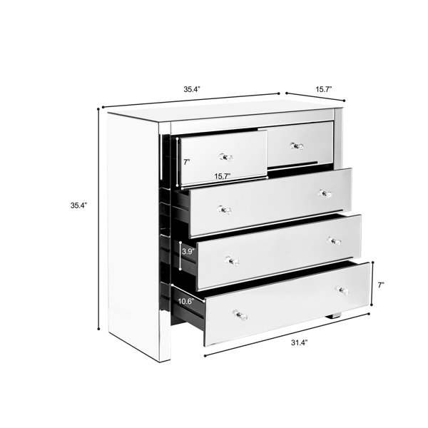Homebelongs Eva 5-Drawers 35" W Mirrored Chest &Amp; Reviews | Wayfair inside Beyond Storage Exploring the Features of a MOD 35"W 5-Drawer Chest