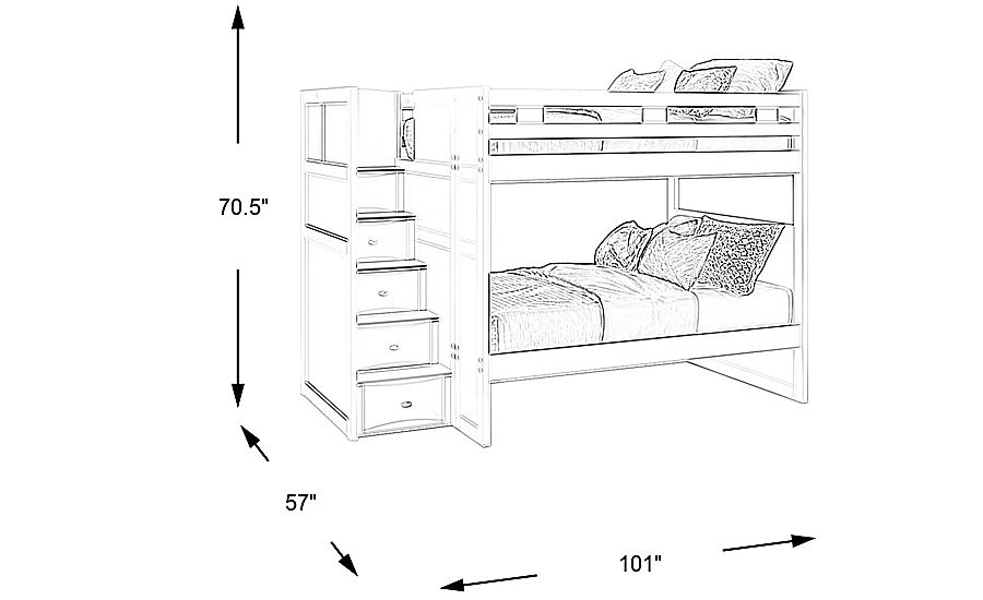 Ivy League 2.0 White Full/Full Step Bunk Bed - Rooms To Go pertaining to