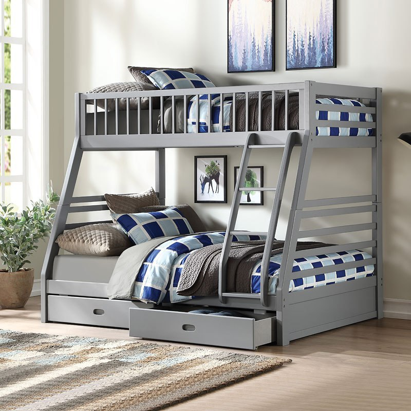 Jason Gray Twin Over Full Bunk Bed W/ Storage Acme Furniture ... pertaining to