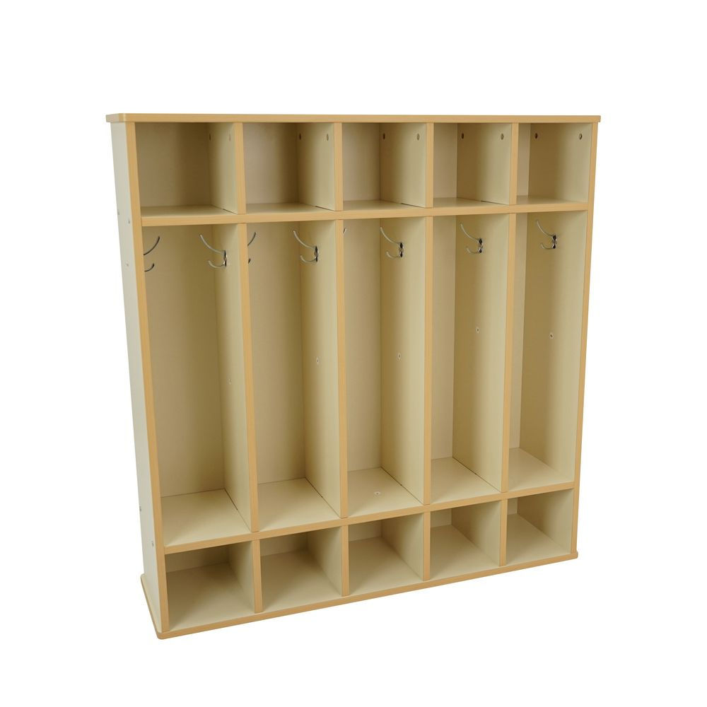 Laminate 5-Section Coat Locker - Almond/Maple with Beyond Storage Innovative Uses for Your 5 Section Coat Locker