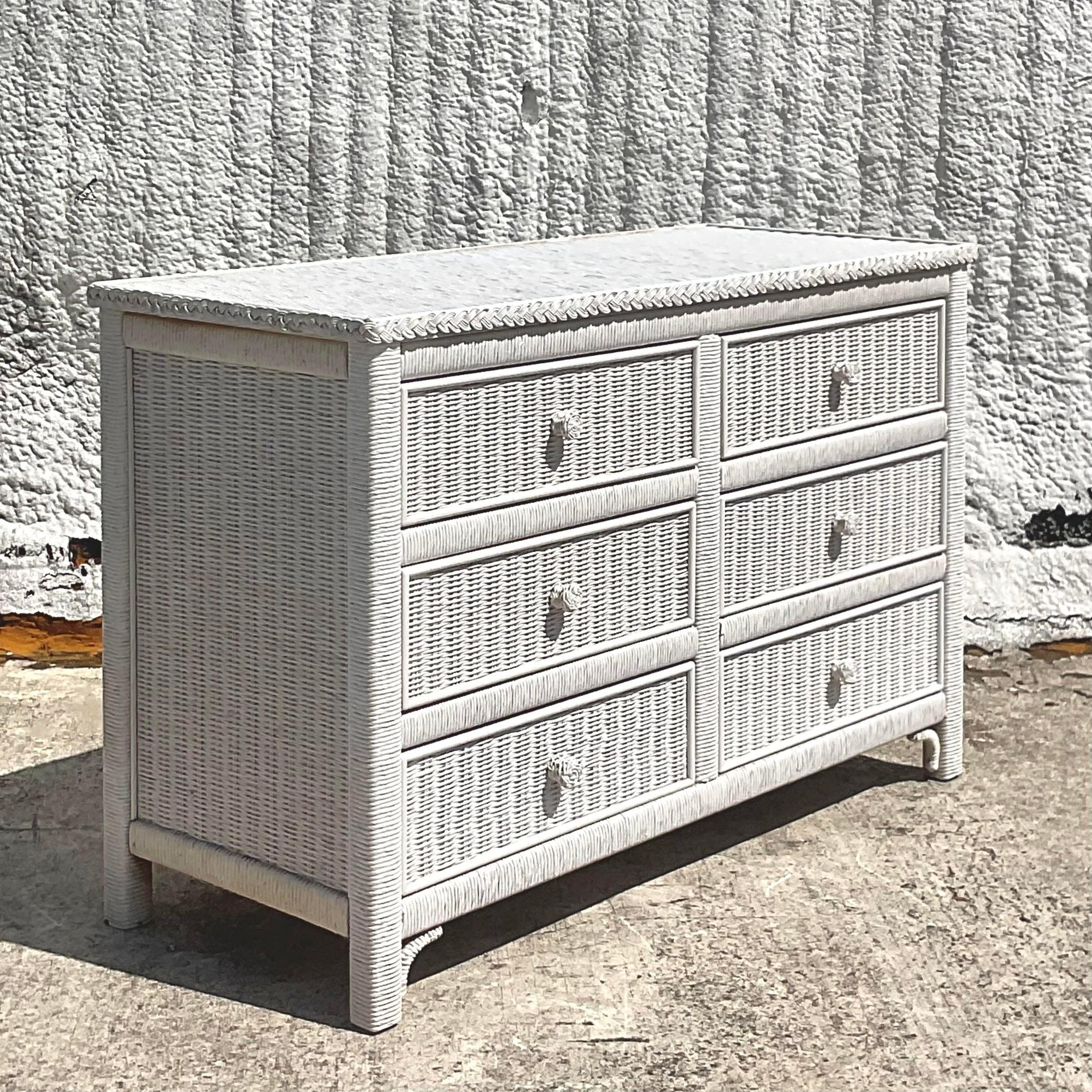 Late 20Th Century Vintage Coastal Henry Link Wicker Dresser For Sale At ... inside Beyond the Basics Exploring Materials and Craftsmanship of the Darlington Dresser