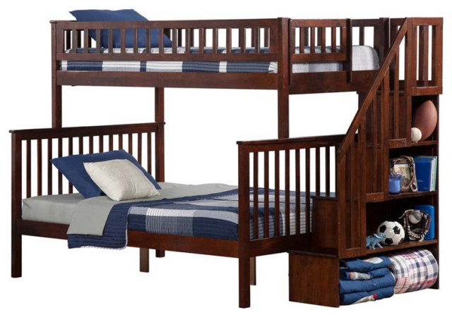 Leo &Amp; Lacey Twin Over Twin Staircase Bunk Bed, Twin Over Full ... pertaining to Building a Better Bedroom The Benefits of Twin Over Full Staircase Bunk Beds