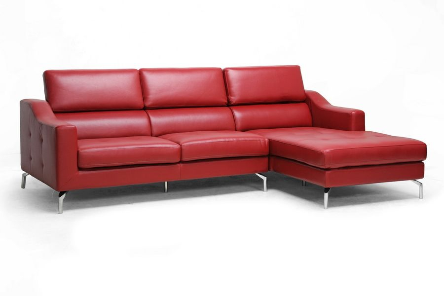 Levi Red Leather Modern Sectional Sofa | Red Furniture, Modern Sofa ... regarding