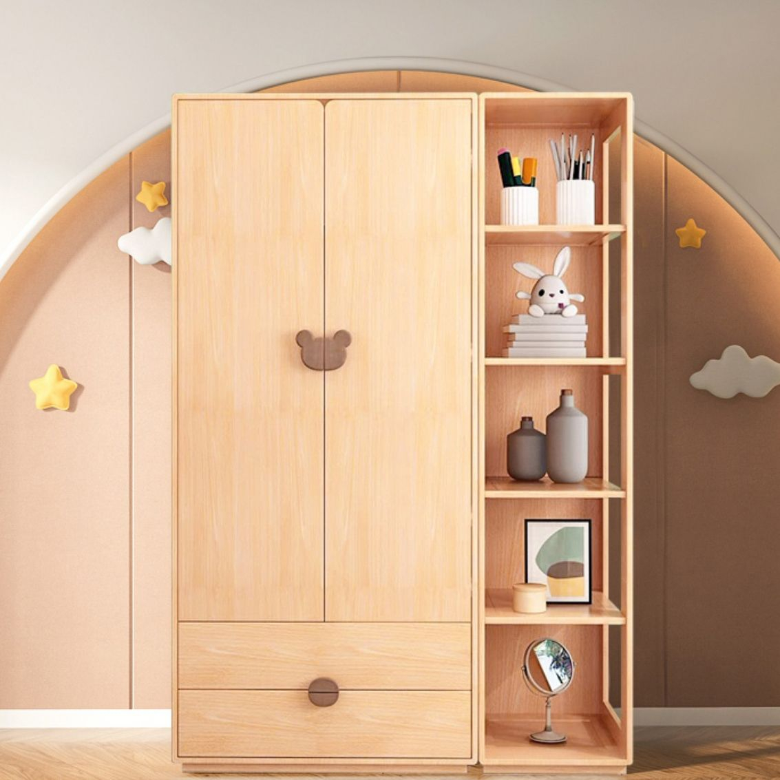 Modern Solid Wood Kid's Wardrobe Freestanding Multifunctional Wardrobe ... inside Understanding Beech Solid Wood Kid's Wardrobes A Comprehensive Guide