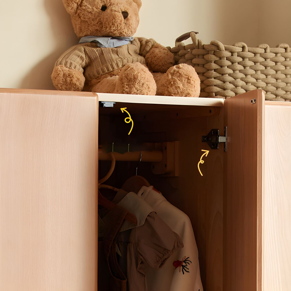 Modern Solid Wood Kid's Wardrobe Freestanding Multifunctional Wardrobe ... pertaining to