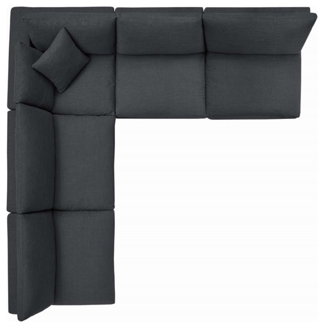 Modway Commix 5-Piece Fabric Down Filled Armless Sectional Sofa Set In ... with