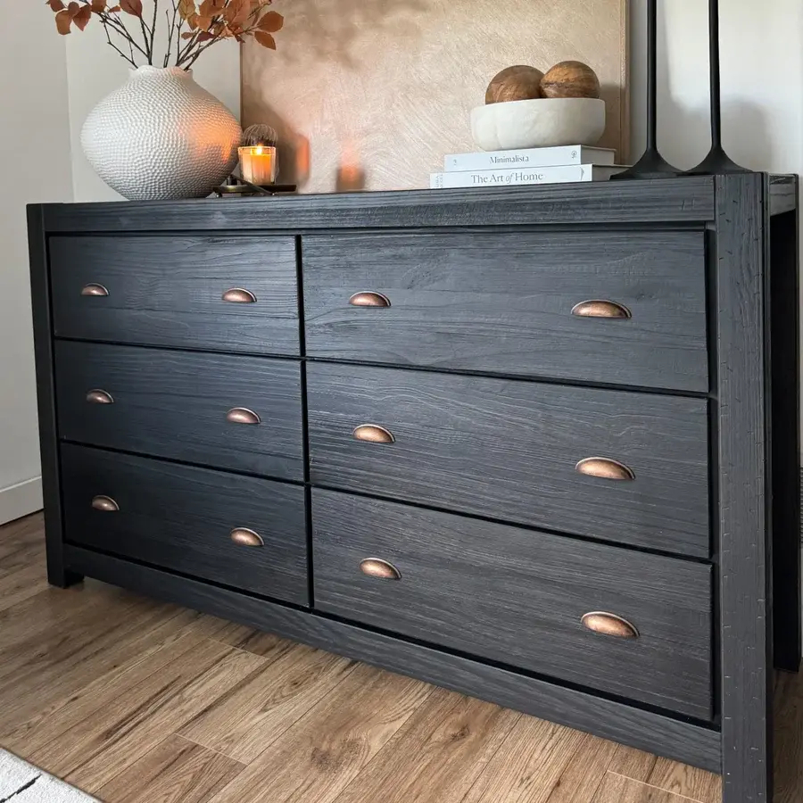 Montauk 6 Drawer Dresser - Solid Wood - Rustic Farmhouse Black ... regarding