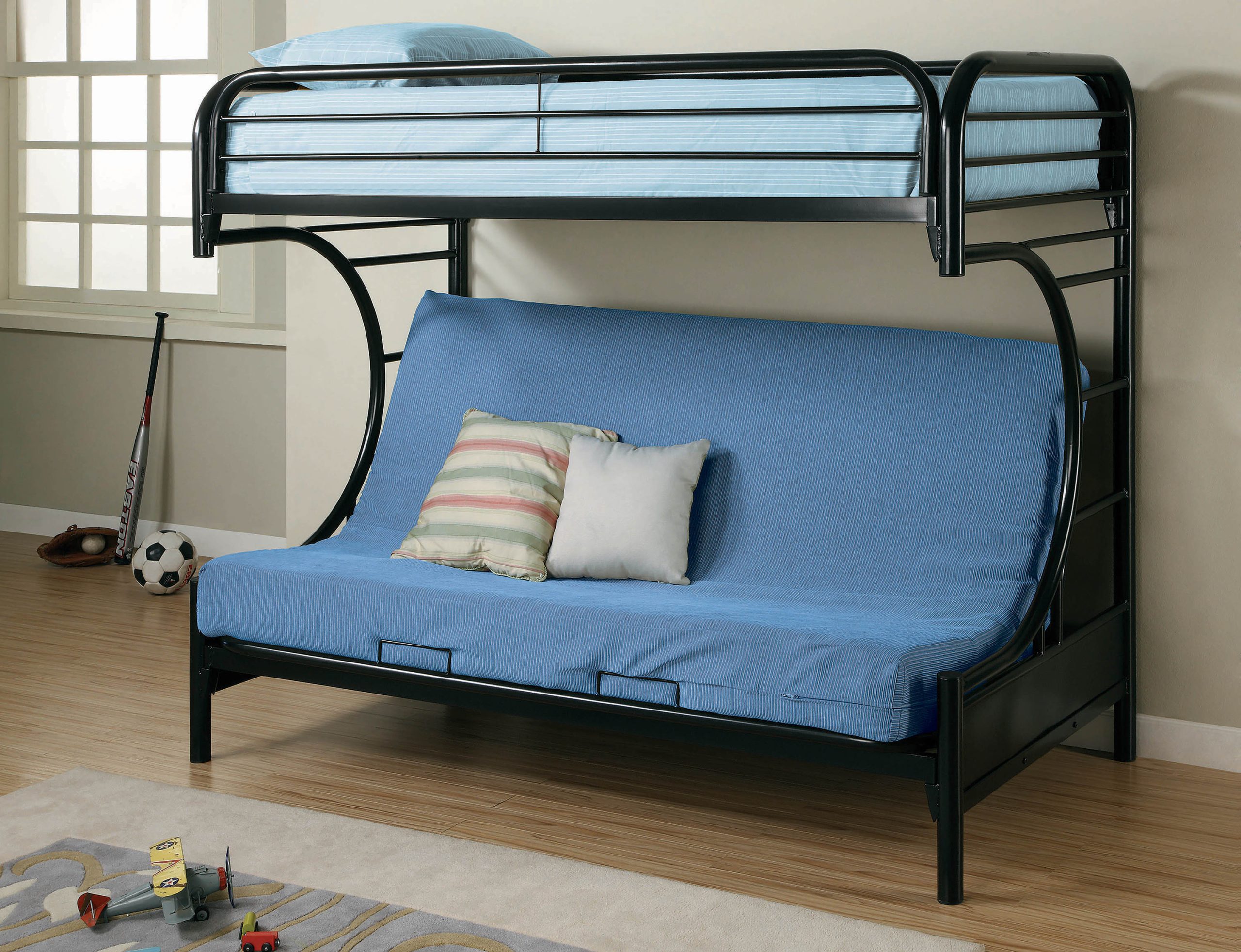 Montgomey Contemporary Glossy Black Futon Bunk Bed At Futonland pertaining to