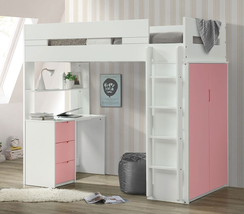 Nerice Twin Loft Bed (Pink) By Acme Furniture | Furniturepick for Building Memories How the ACME Gaston II Loft Bed Can Enhance Childhood