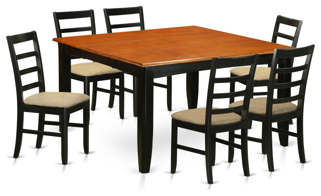 Parf7-Bch-C, 7-Piece Kitchen Table Set, Table And 6 Wood Dining Chairs ... throughout