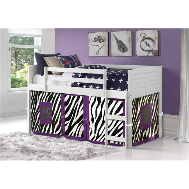 Pd-795Aw-Z Twin Louver Low Tent Loft In White With Zebra Tent - Walmart.com in Beyond the Basics Mastering the Art of the Tent Bed White W Zebra Tent Kit