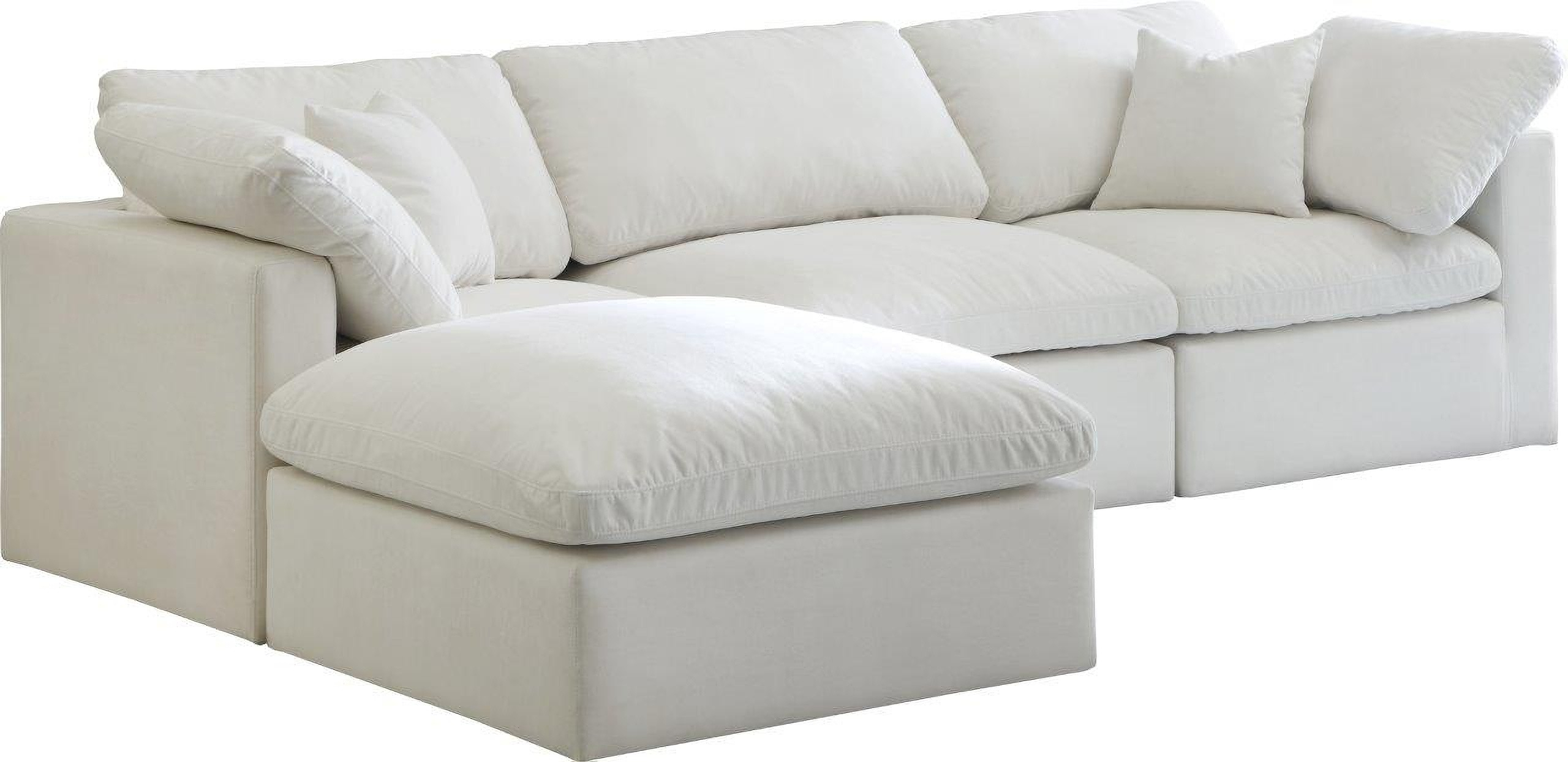 Plush Cream Velvet Standard Cloud Modular Sectional 602Cream-Sec4A ... intended for