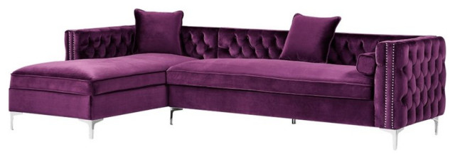 Posh Living Levi 115" Velvet Secitional Sofa With Right Facing Chaise ... inside Beyond the Trend Why the Levi Sectional Defines Modern Luxury