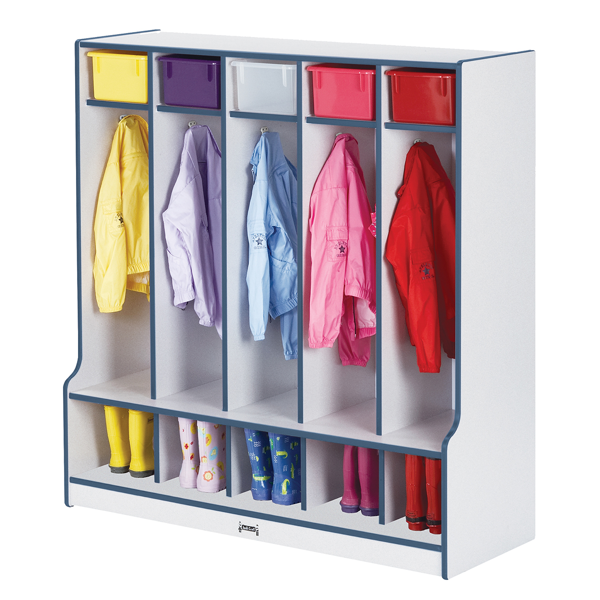 Rainbow Accents Coat Locker With Step - Five Sections | Schools In intended for