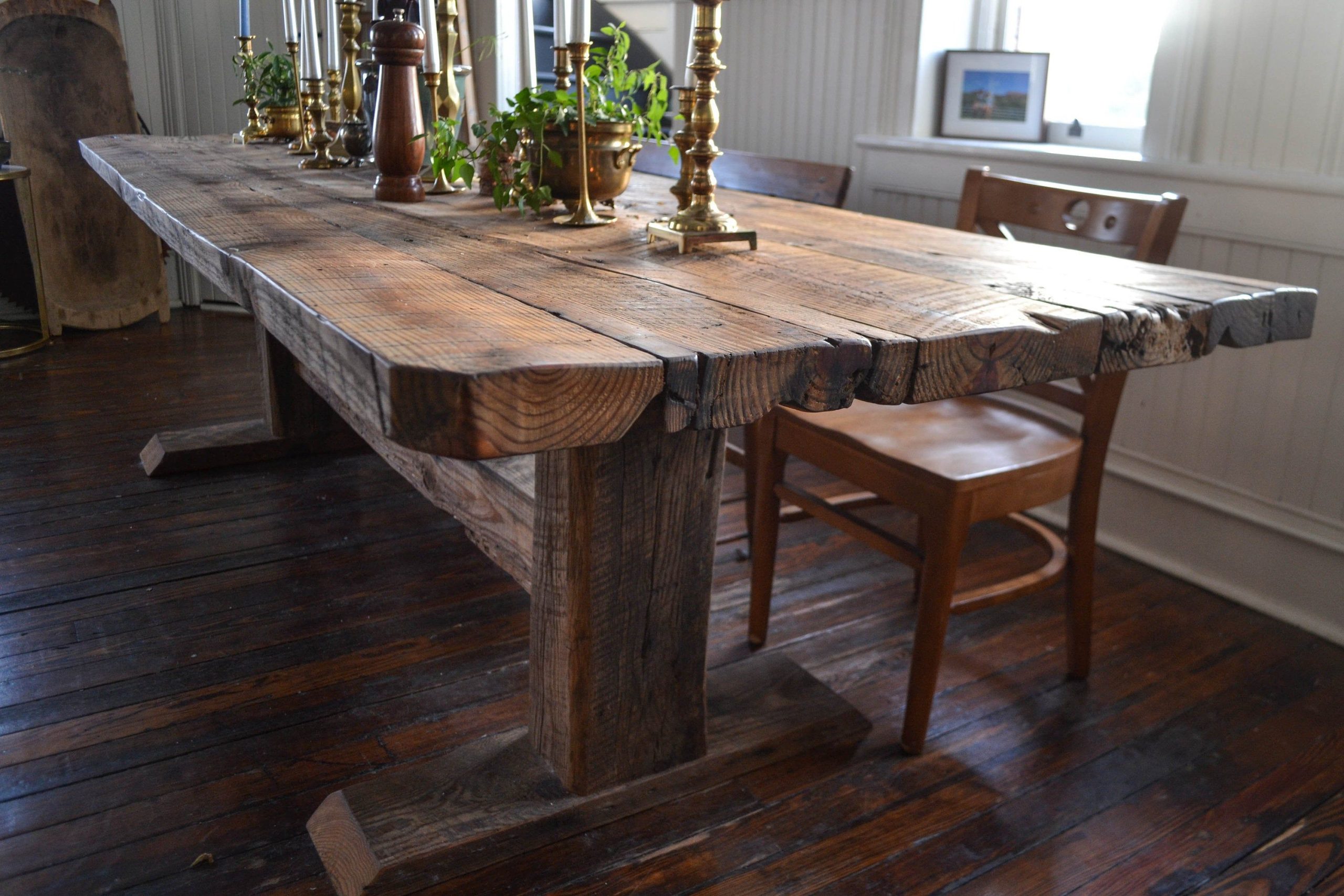 Reclaimed Timber Harvest Table - Etsy | Reclaimed Dining Table, Dining ... with regard to Finding the Perfect Fit A Guide to Rustic Brown Dining Tables