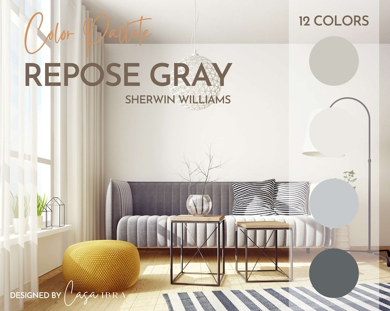 Repose Gray Paint Color Palette Sherwin Williams Interior - Etsy with regard to