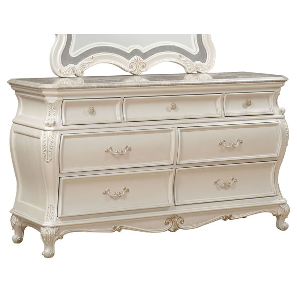 Rosdorf Park Kenol Pearl White Dresser With 7 Drawer | Wayfair with